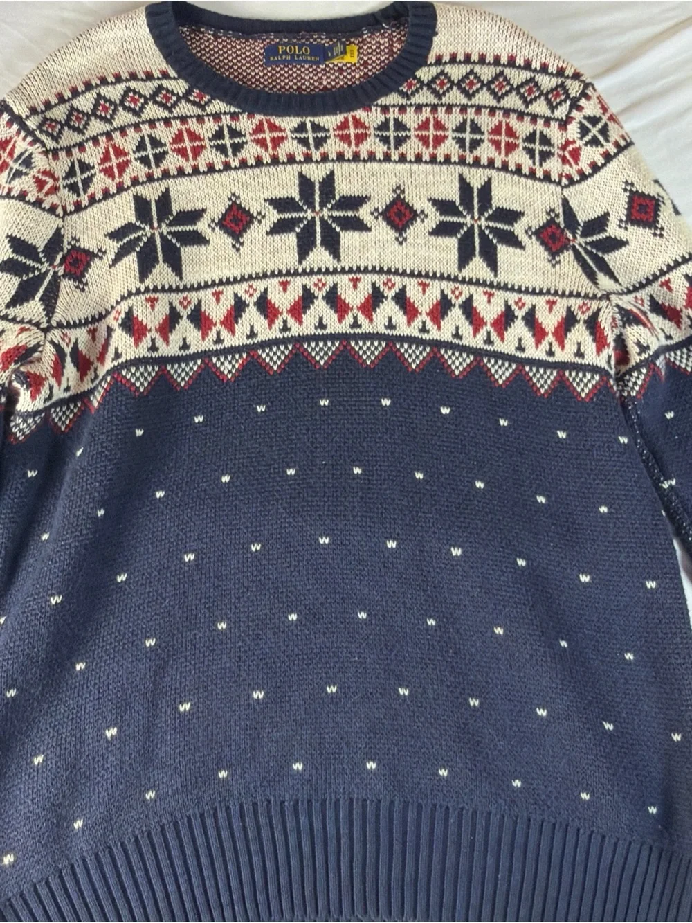 Ralph Lauren Navy/Cream/Red Fair Isle Crewneck Sweater